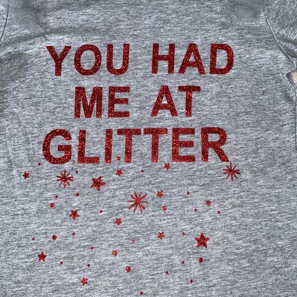 Okie Dokie Gray Top 5T Red Glitter T-shirt EUC Girls - Picture 2 of 7